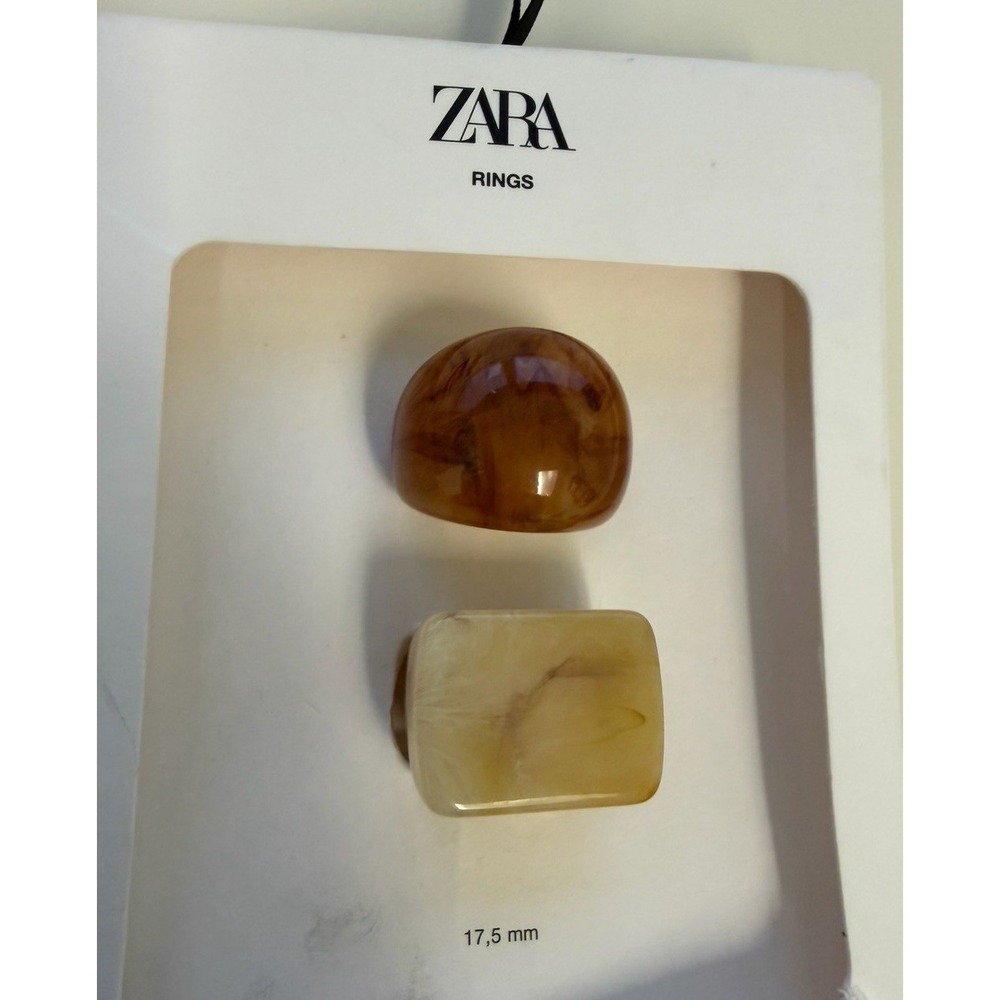 Zara 2 Pack Bohemian Chunky Hippie Witchy Ring Set Faux Marble